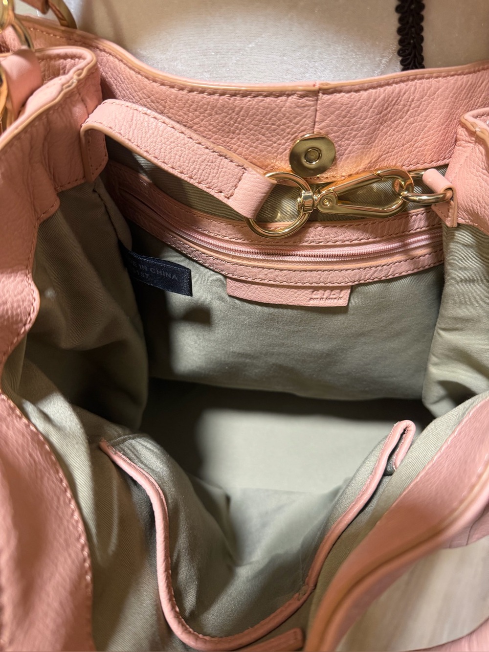 G.I.L.I Pebble Leather Tassel Convertible Hobo Bag Dust Pink/Blush - Picture 14 of 16